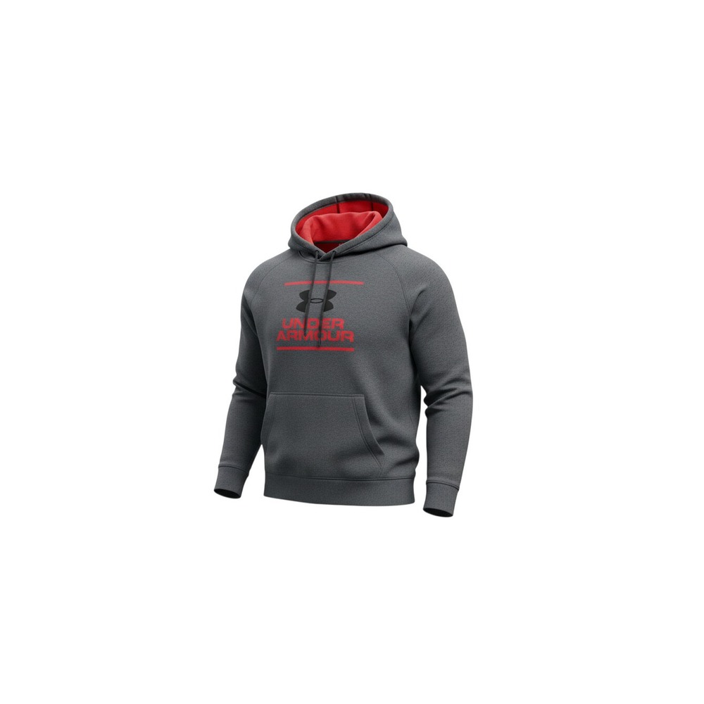 Under Armour Hoodie Mens Large Gray Red ColdGear Loose Fit Pullover Logo 2095
